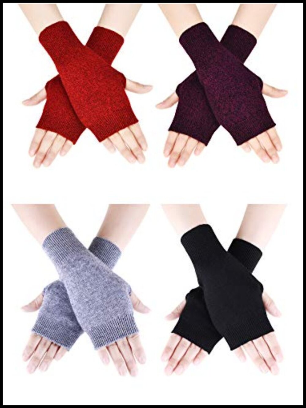 Wool Blend Fingerless Gloves Mitts Winter Warm Wrist Length